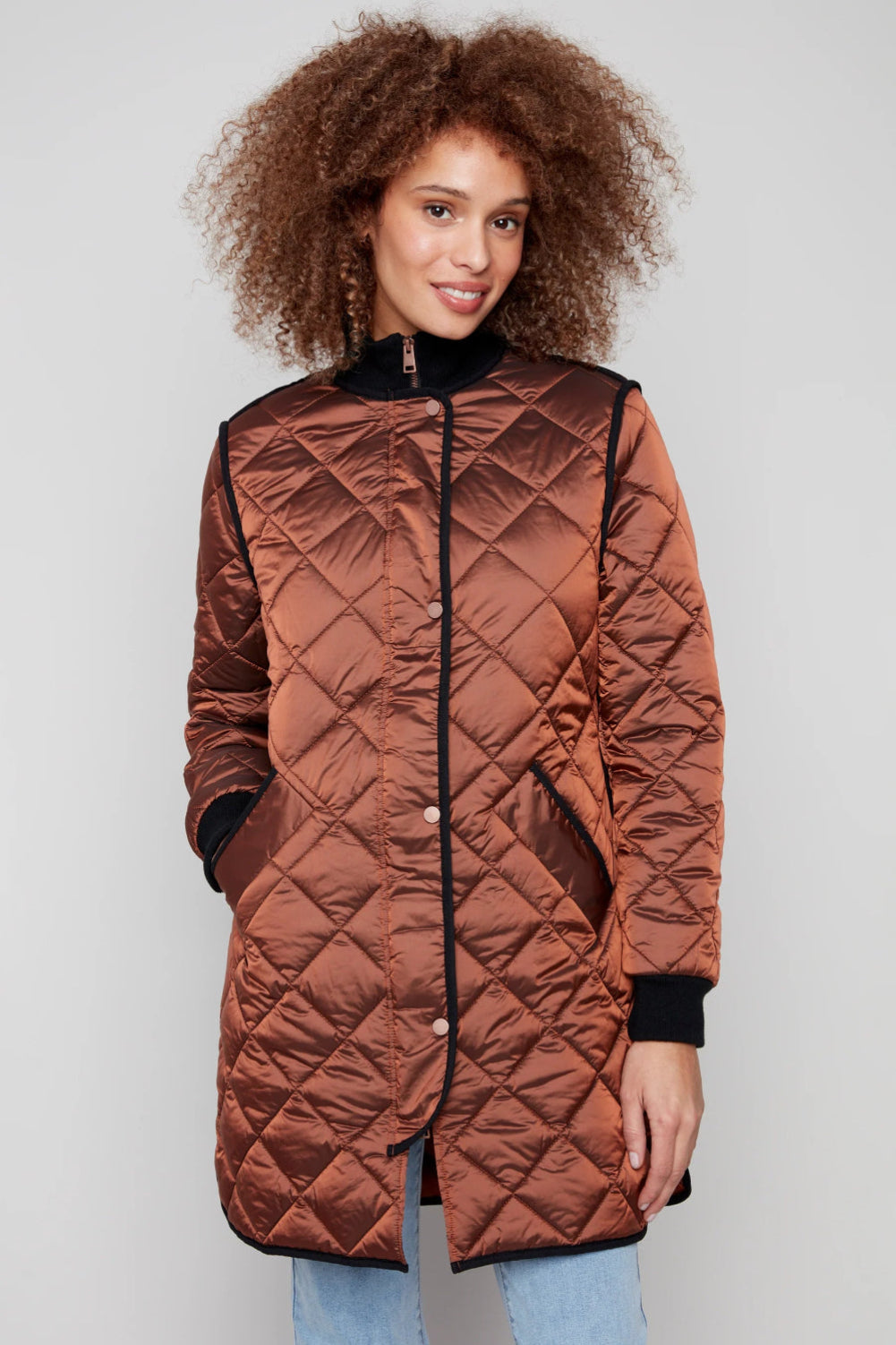 Charlie B Iridescent Nylon Jacket Sepia