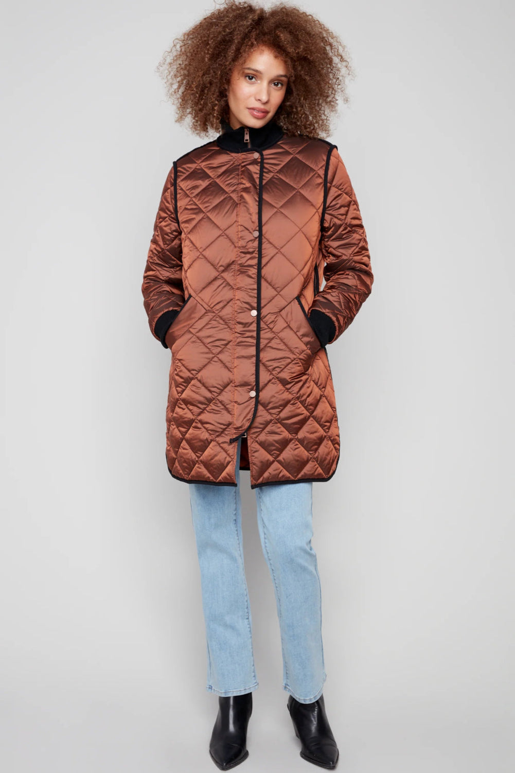 Charlie B Iridescent Nylon Jacket Sepia