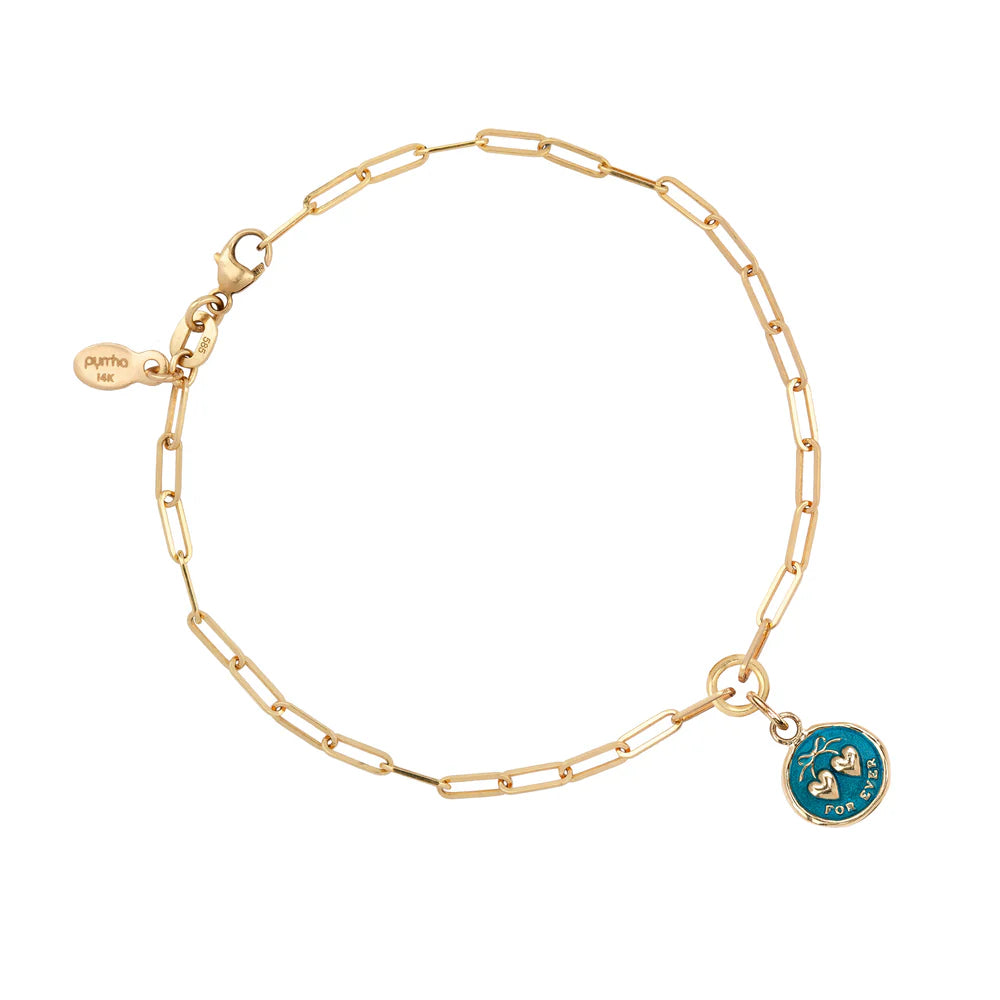Pyrrha Hearts 14k Gold Long Link Paperclip Chain Bracelet - True Colors