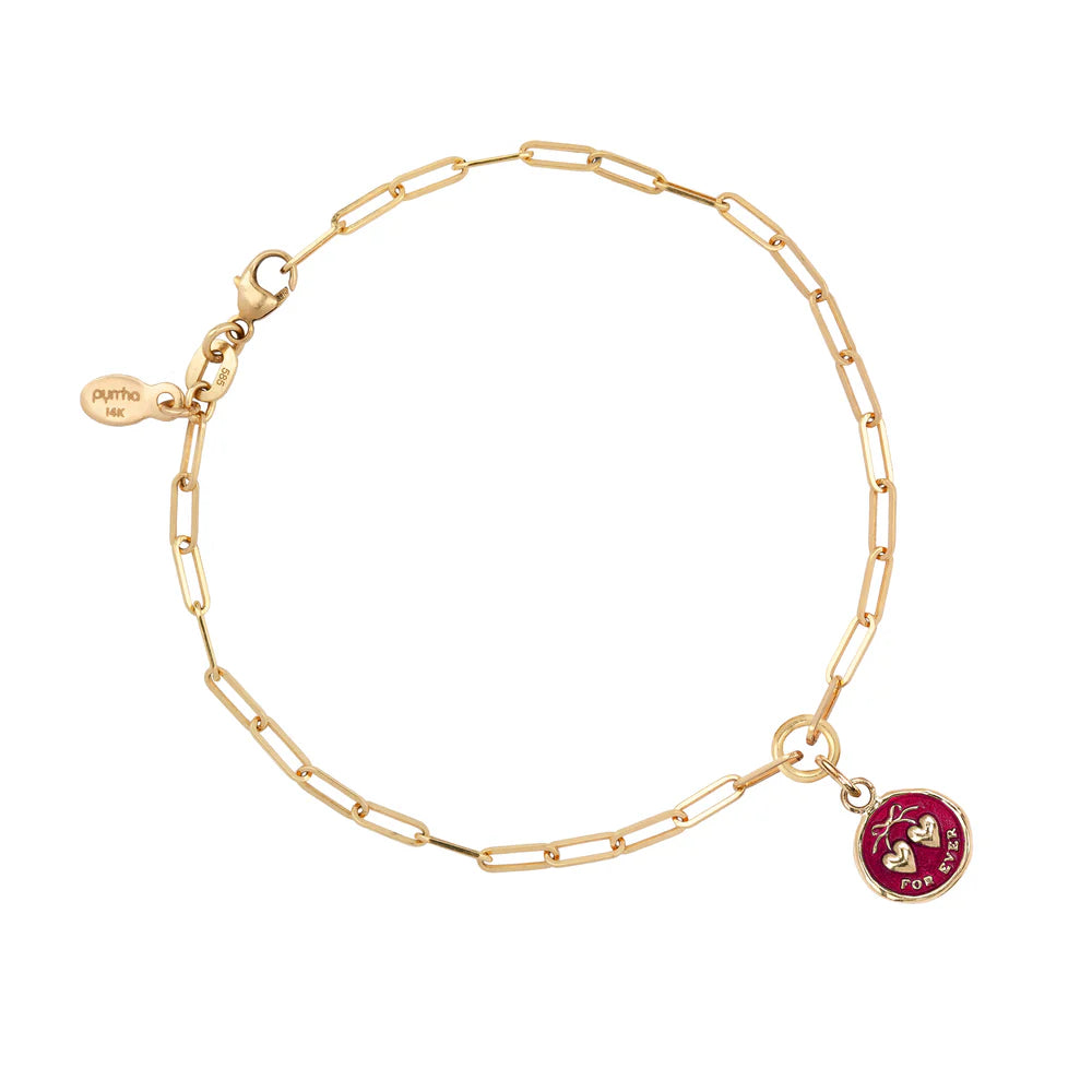 Pyrrha Hearts 14k Gold Long Link Paperclip Chain Bracelet - True Colors