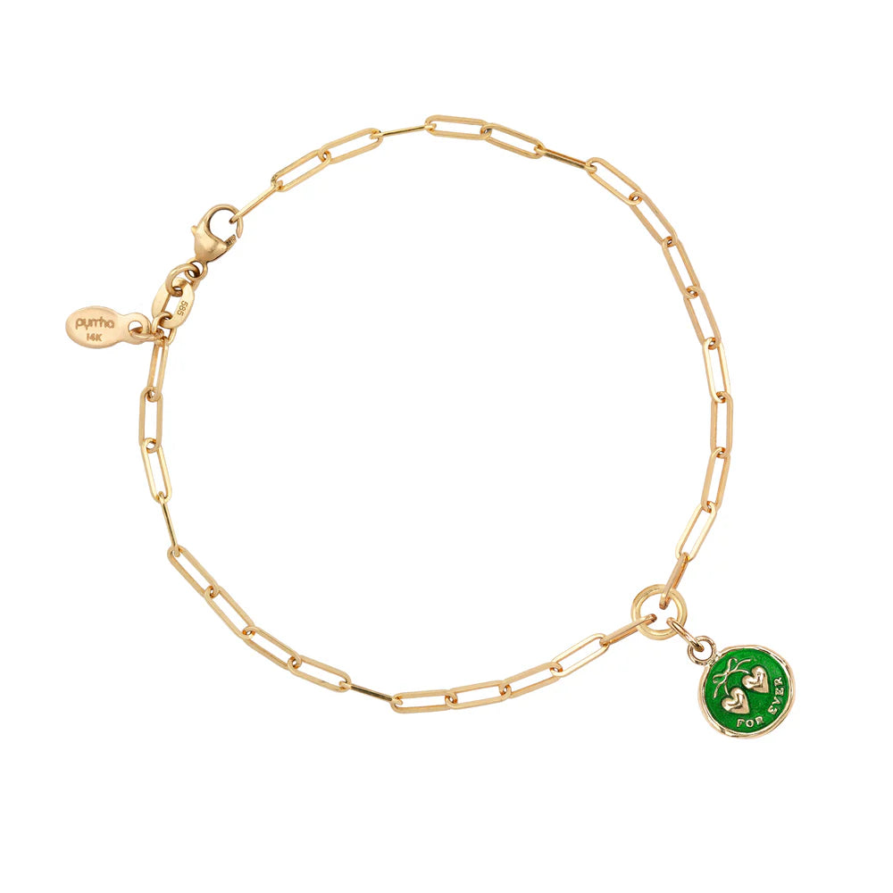 Pyrrha Hearts 14k Gold Long Link Paperclip Chain Bracelet - True Colors