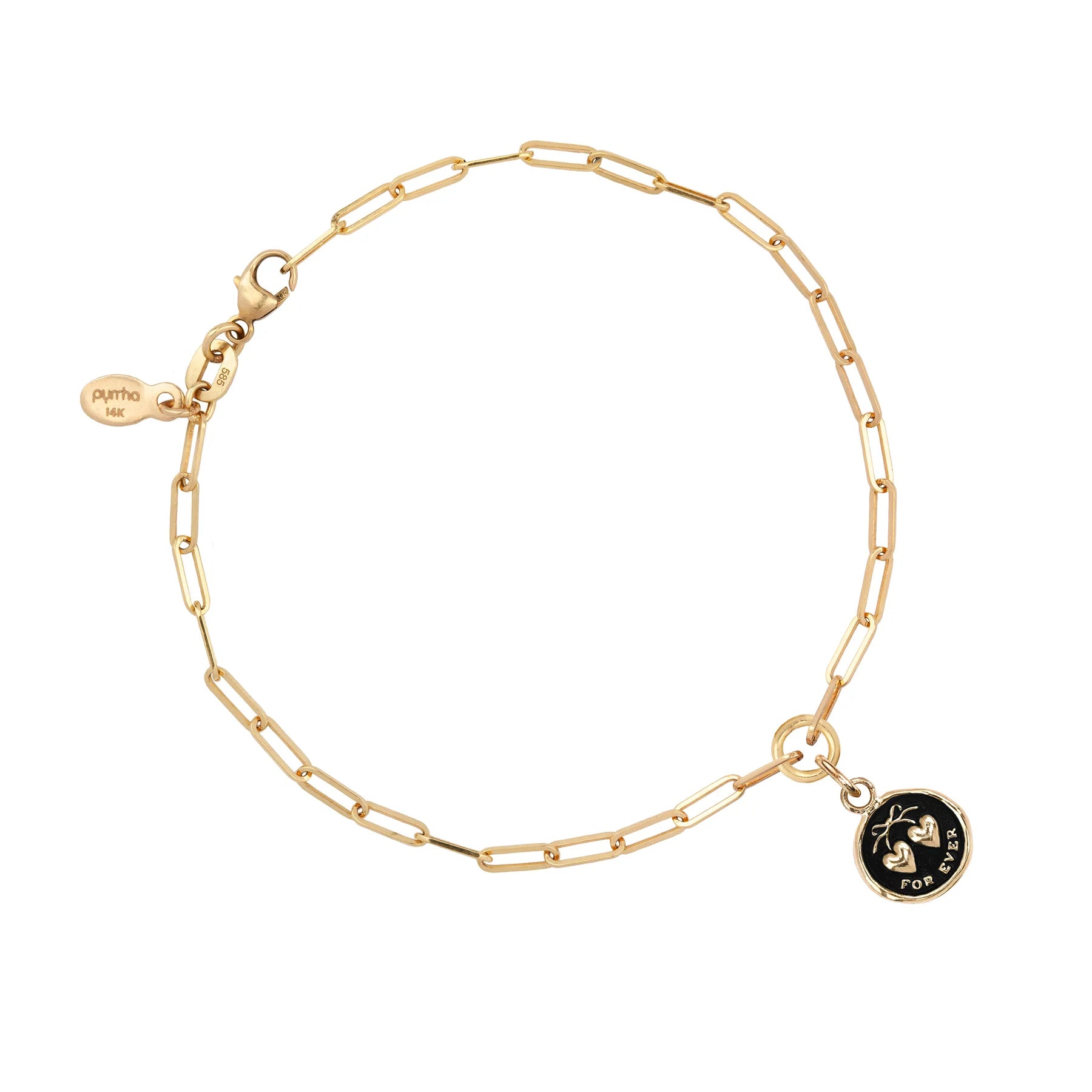 Pyrrha Hearts 14k Gold Long Link Paperclip Chain Bracelet