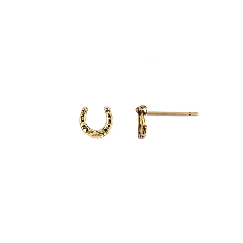 Pyrrha Horseshoe 14K Gold Symbol Stud