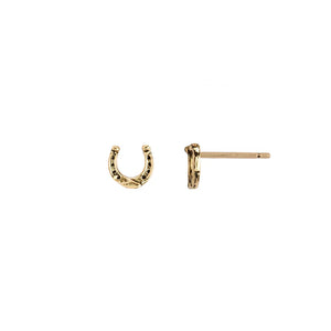 Pyrrha Horseshoe 14K Gold Symbol Stud