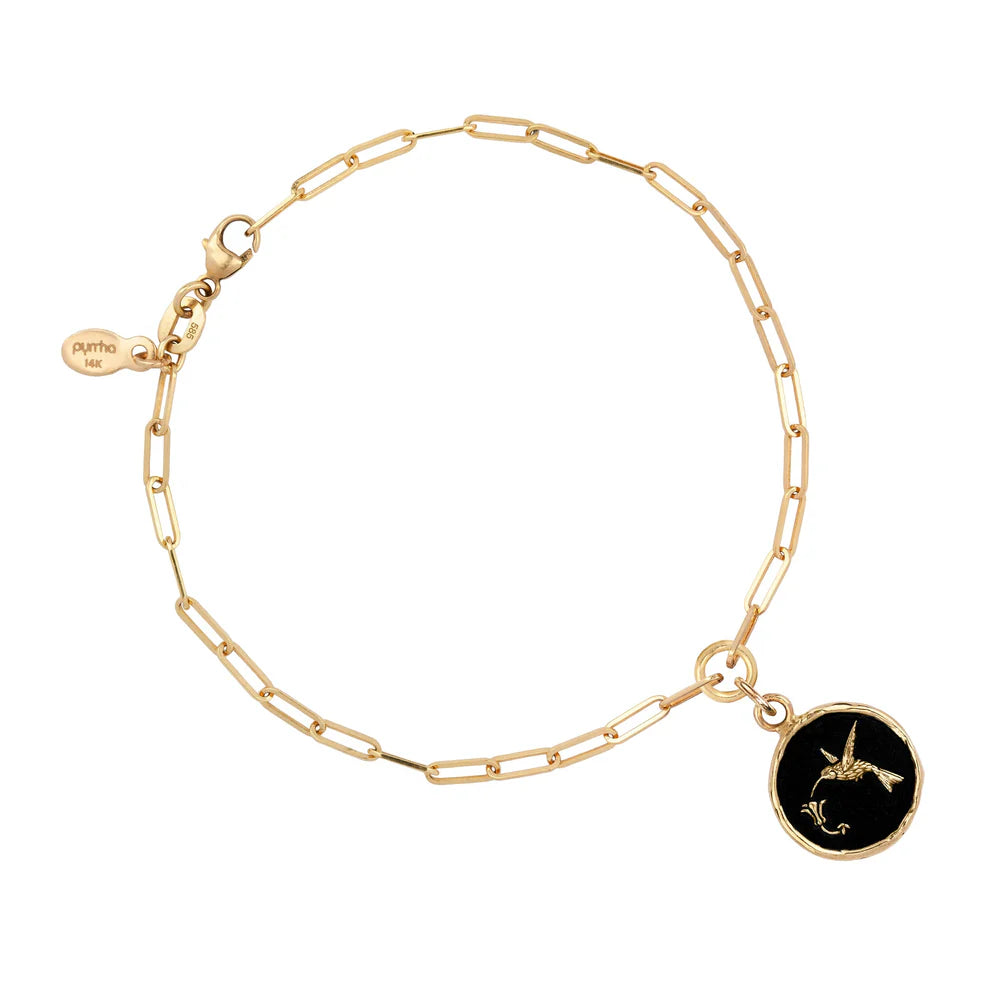 Pyrrha Hummingbird 14k Gold Long Link Paperclip Chain Bracelet