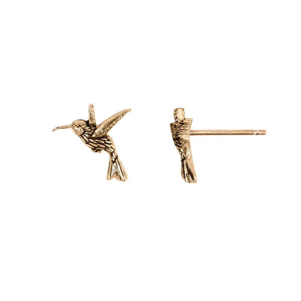 Pyrrha Hummingbird 14K Gold Stud