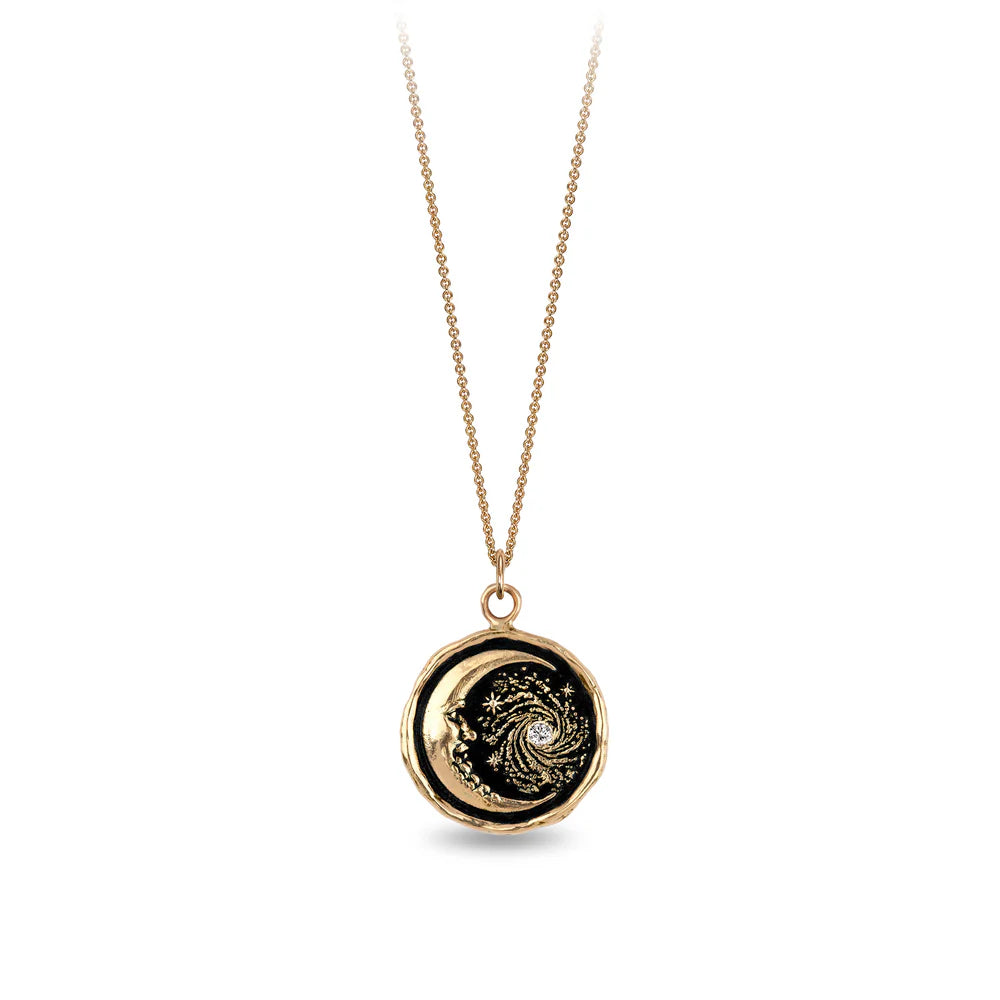 Pyrrha Trust the Universe 14k Gold Diamond Set Talisman