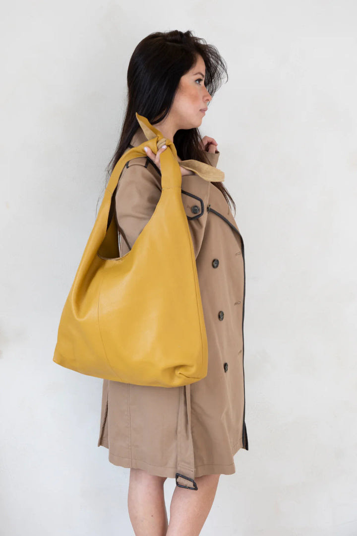 Risa Knot Tote Leather Mustard