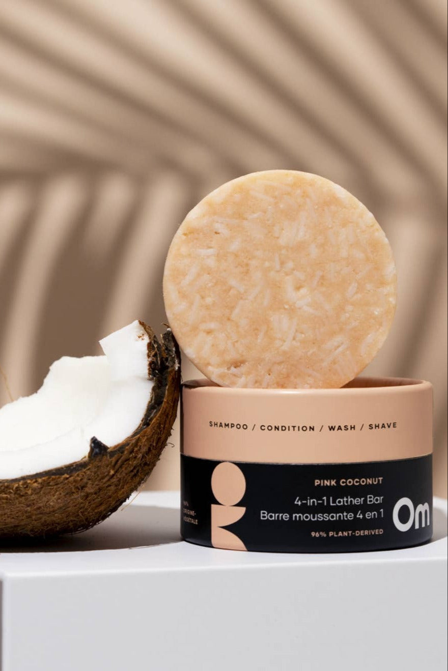 Om Organics Pink Coconut 4-in-1 Lather Bar