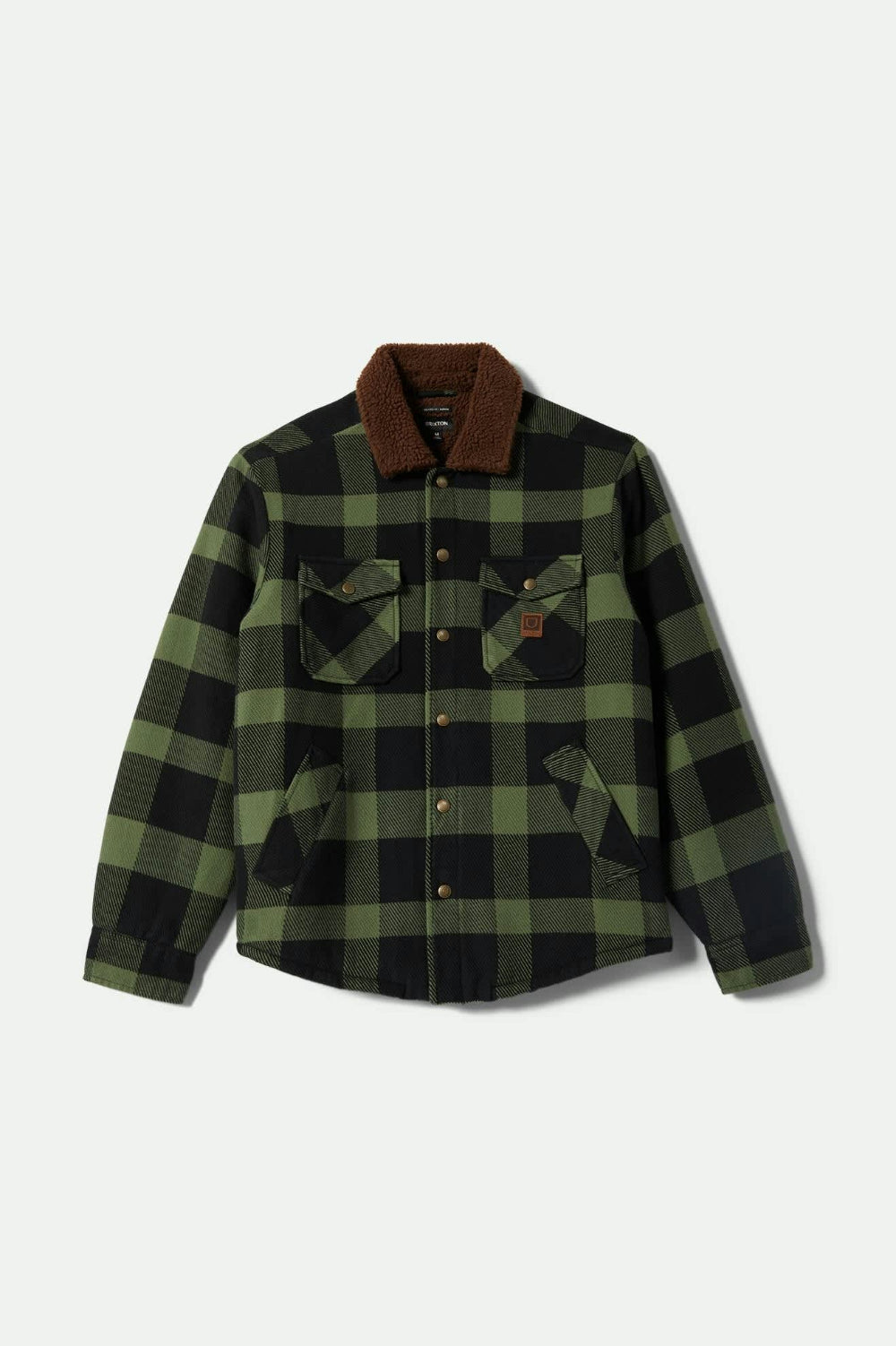 Brixton Durham Flannel Sherpa Lined Jacket Black/Wild Green