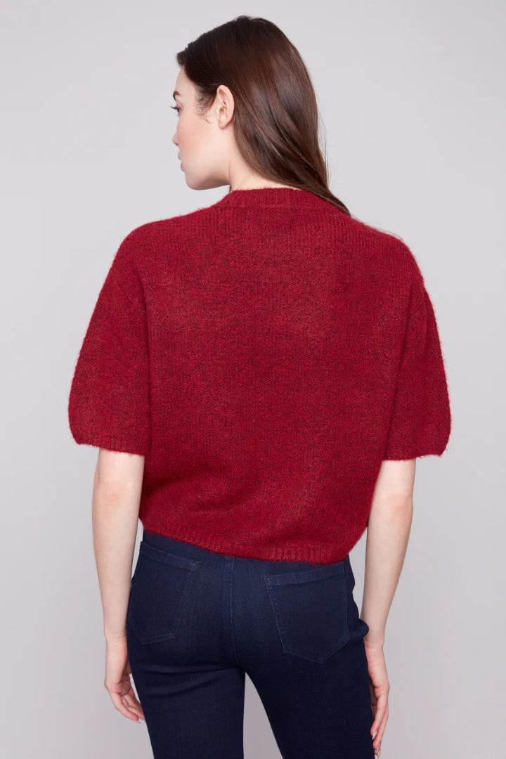 Charlie B Elbow Sleeves Balloon Shape Sweater Cabernet