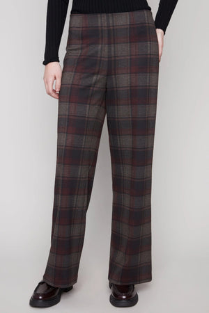 Charlie B Printed Pull On Wide Leg Pant Cacao