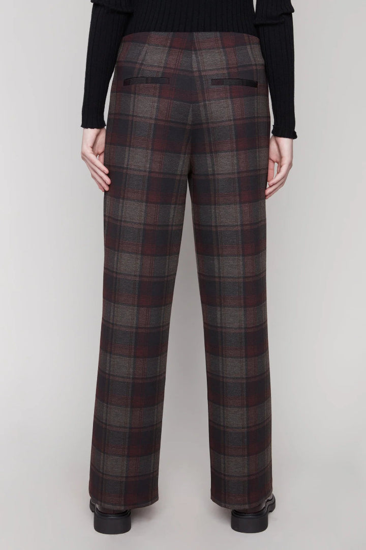 Charlie B Printed Pull On Wide Leg Pant Cacao