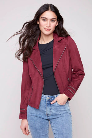 Charlie B Faux Suede Jacket Cabernet