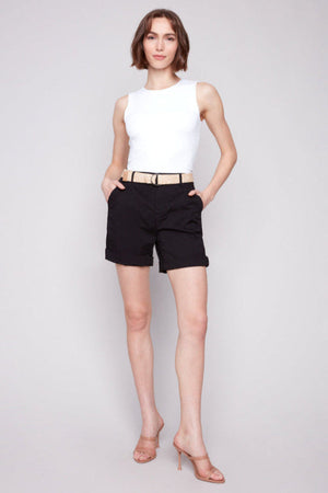 Charlie B Short Roll Up Cuff W/ Belt Black