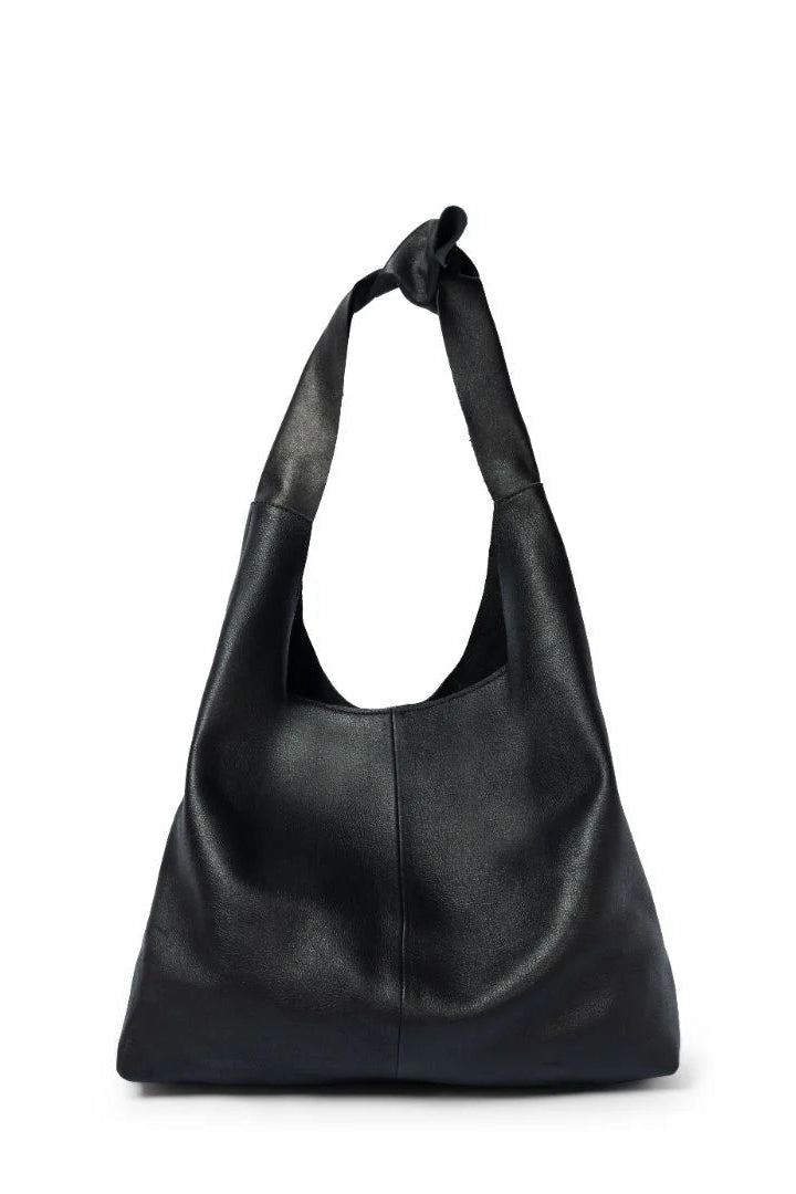 Risa Knot Tote Leather Black
