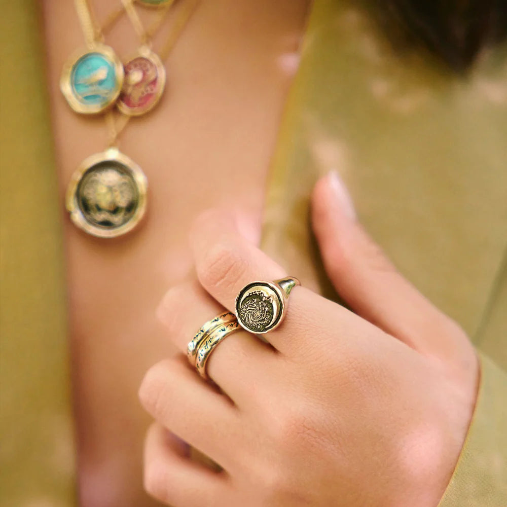 Pyrrha Trust The Universe 14K Gold Signet Ring