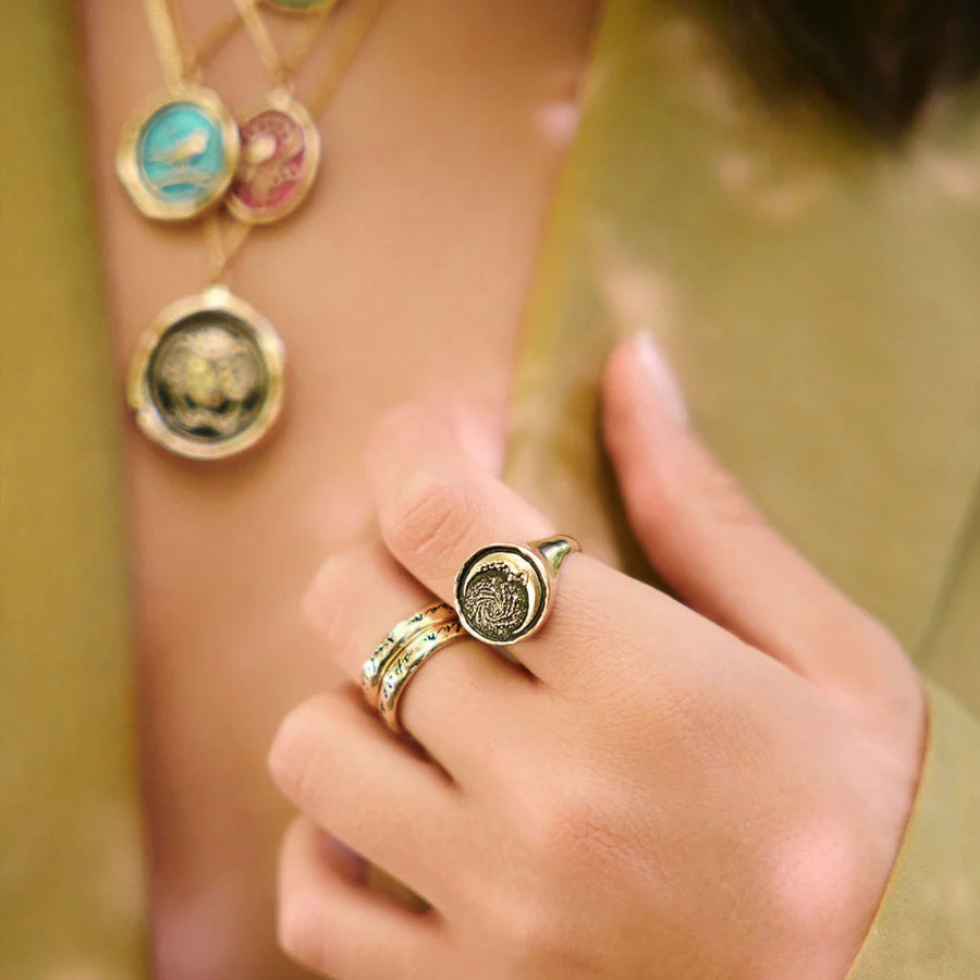Pyrrha Trust The Universe 14K Gold Signet Ring