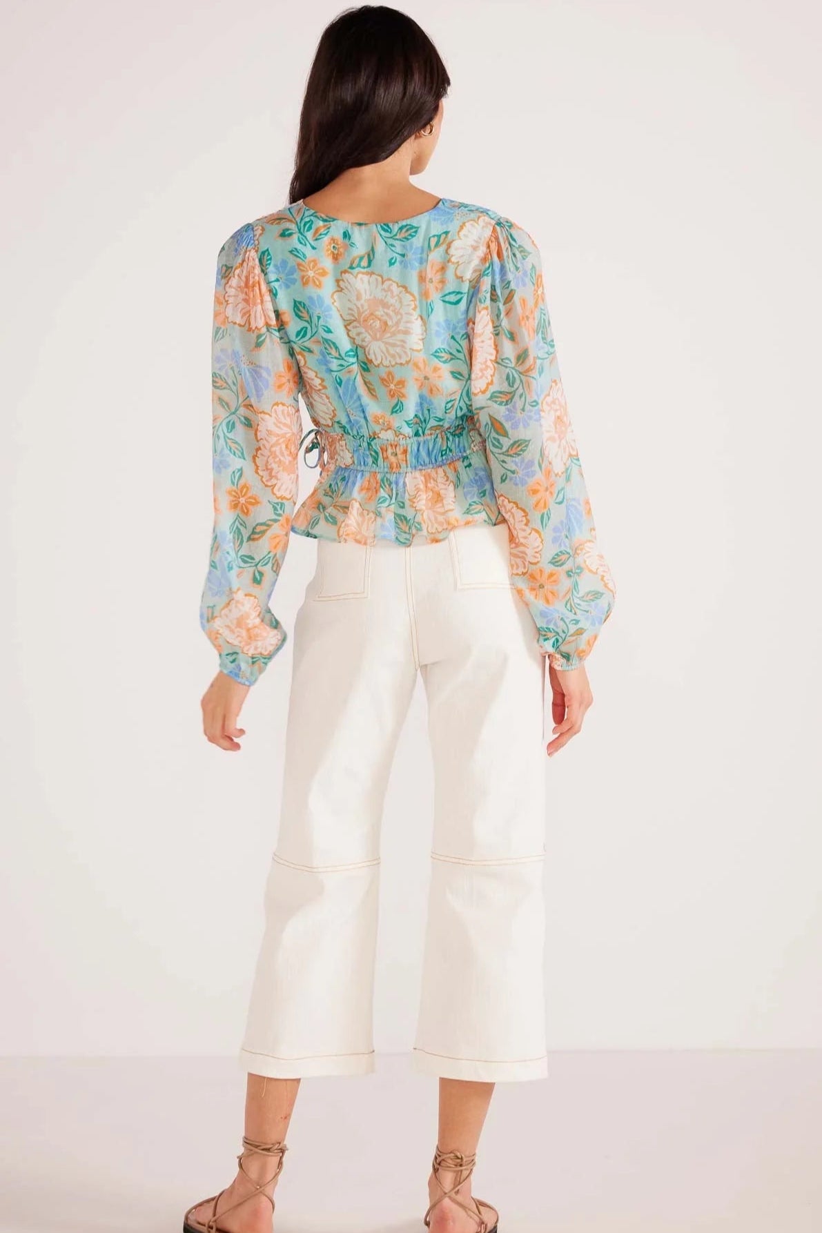 Mink Pink Evelyn Wrap Blouse Mint/Floral