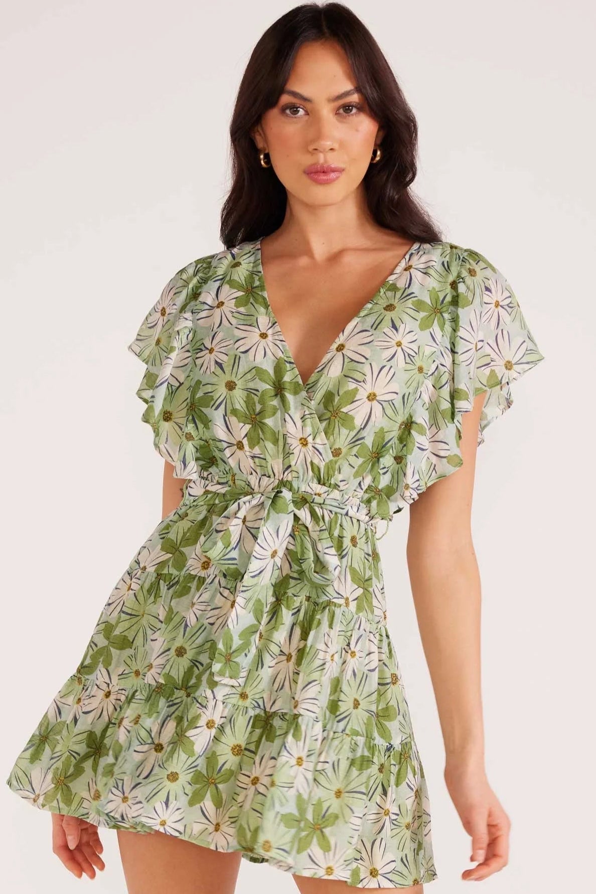 Mink Pink Margaux Mini Dress Green/White Floral