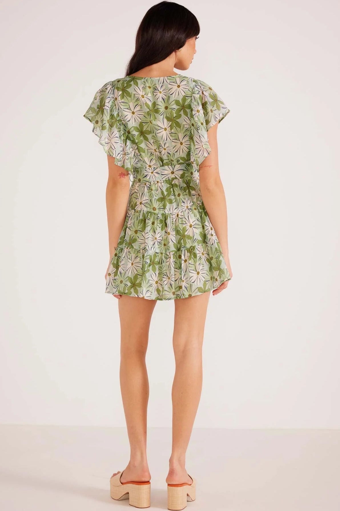 Mink Pink Margaux Mini Dress Green/White Floral
