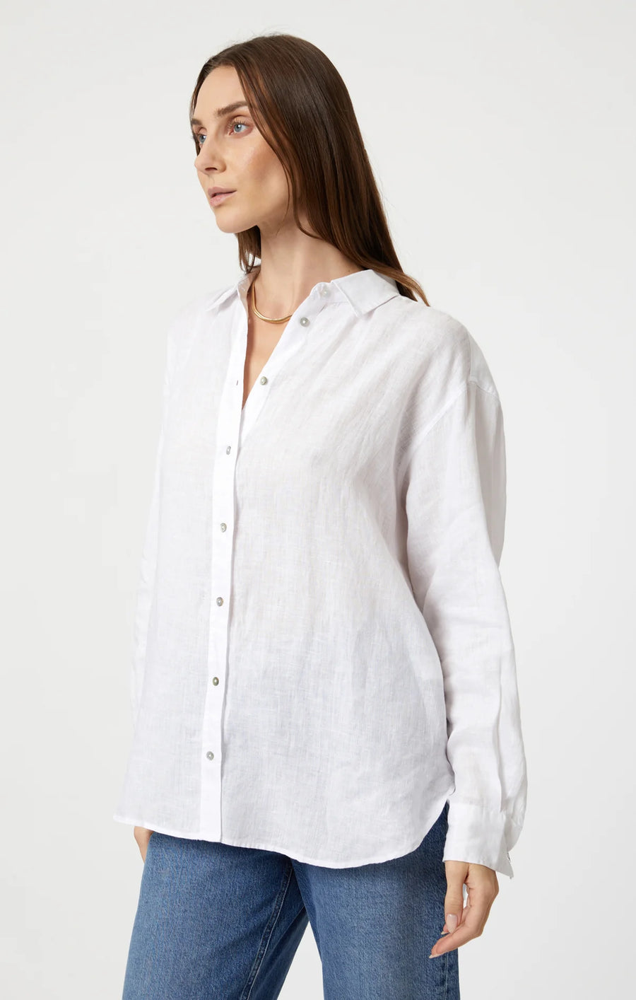 Mavi Linen Button Up Shirt White