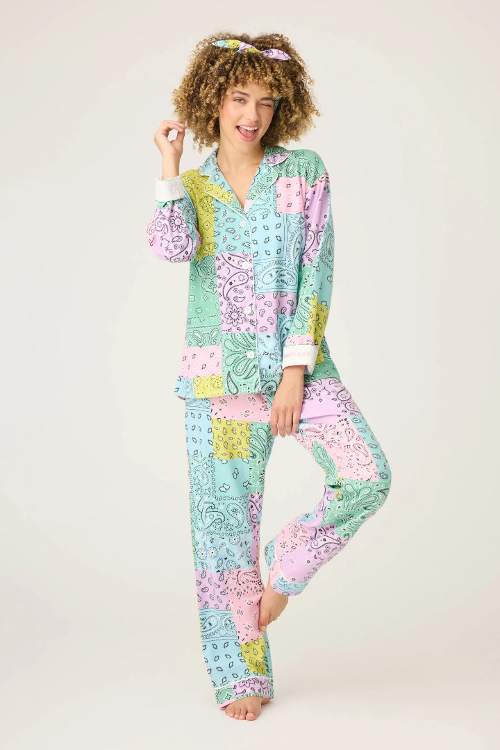 PJ Salvage Howdy Honey Paisley Print Flannel Set Multi