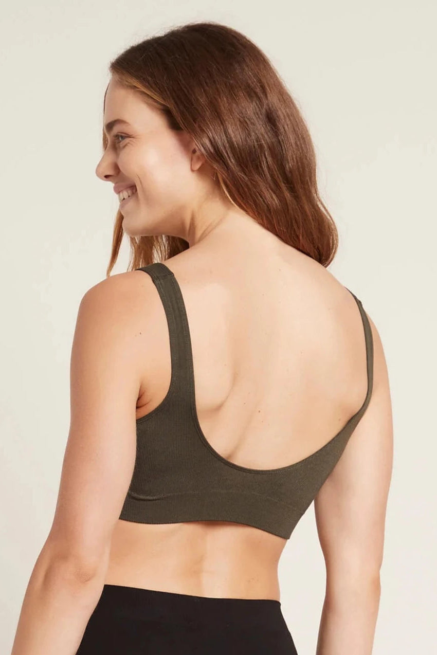 Boody Padded Shaper Crop Bra Dark Olive