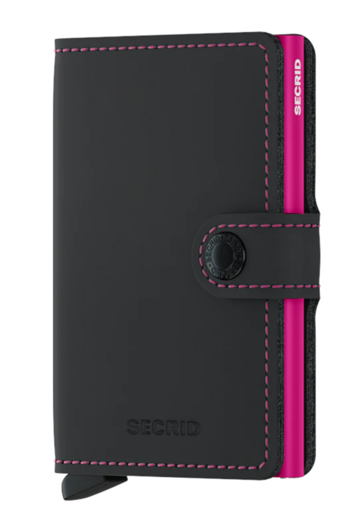 Secrid Mini Wallet Matte Black and Fuchsia