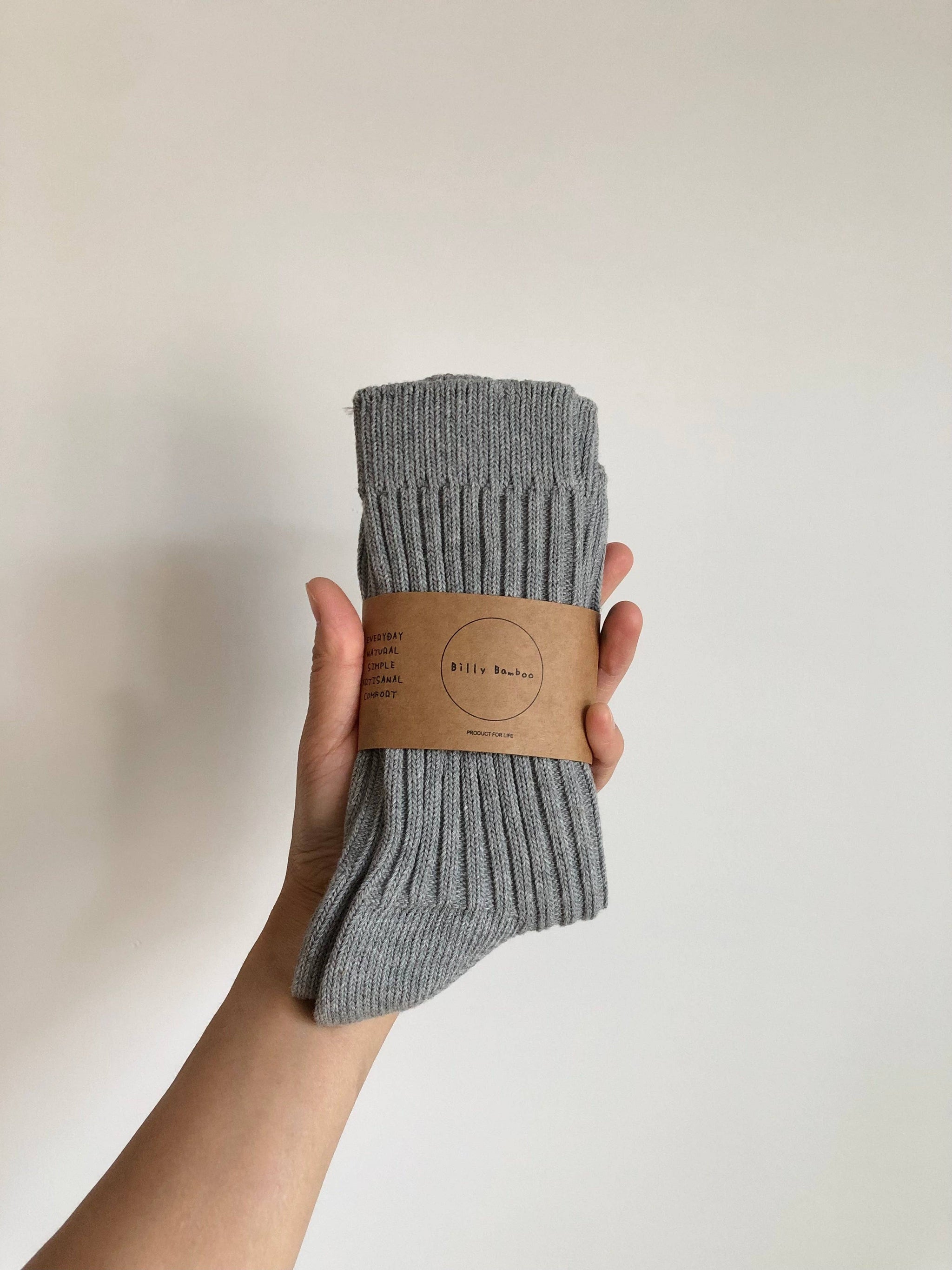 RIBBED COTTON HIGH SOCKS - neutral