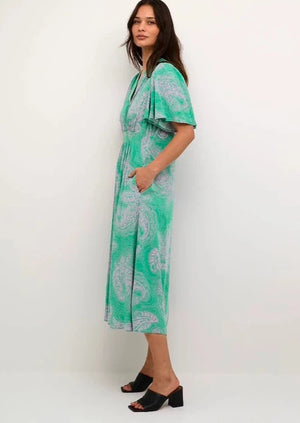 Culture CUPolly Long Dress Green/Pink Paisley