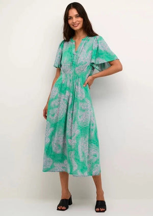 Culture CUPolly Long Dress Green/Pink Paisley