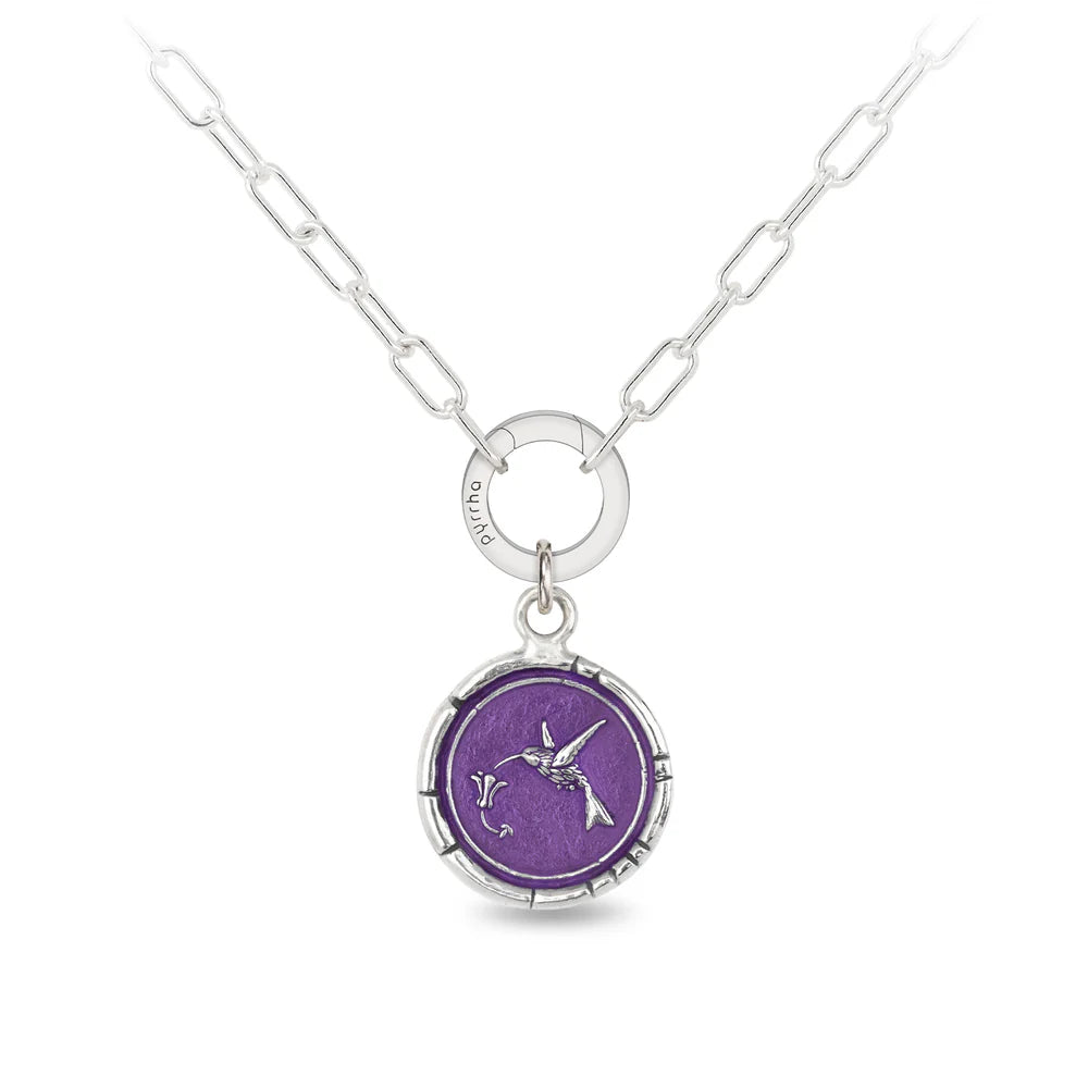 Pyrrha Hummingbird Small Paperclip Chain Necklace - Mystic Violet