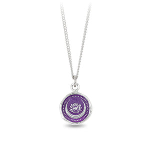 Pyrrha Lotus Flower Talisman - Mystic Violet 18" Fine Curb Chain