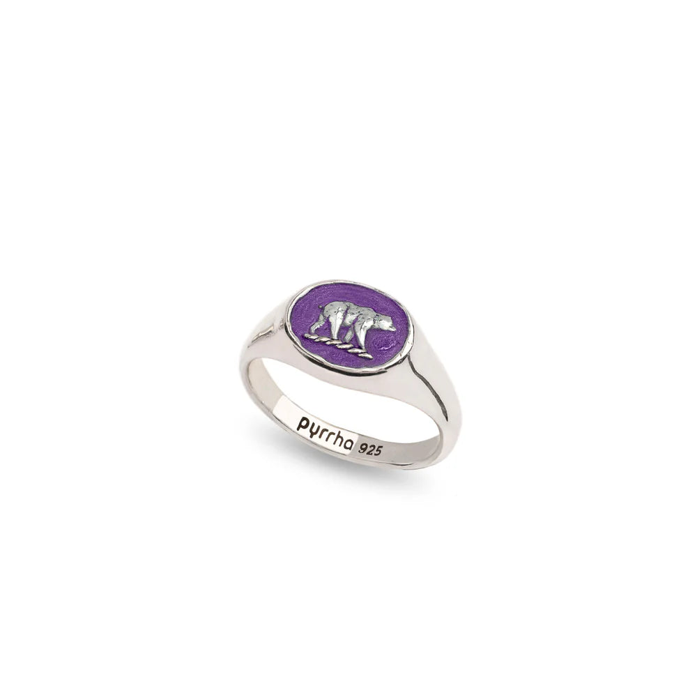 Pyrrha Mother Bear Signet Ring - Mystic Violet