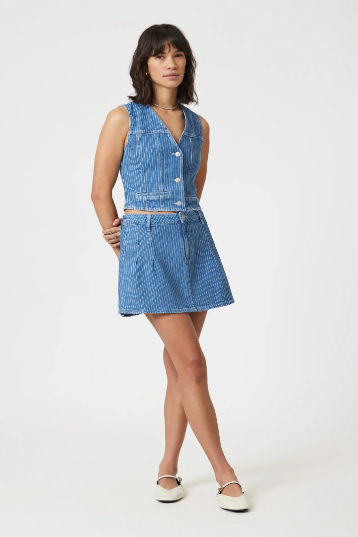 Mavi Merlin Denim Vest Blue Stripe
