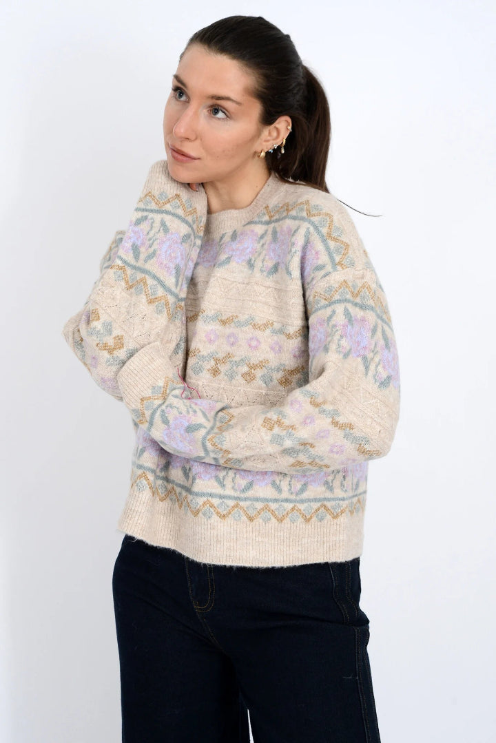 RD Style Hera Long Sleeve Crew Neck Pullover Oatmeal