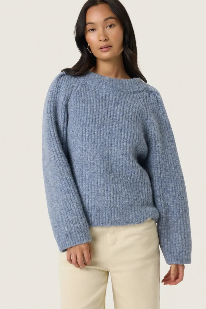 Soaked In Luxury SLPleoni Pullover Bijou Blue Melange