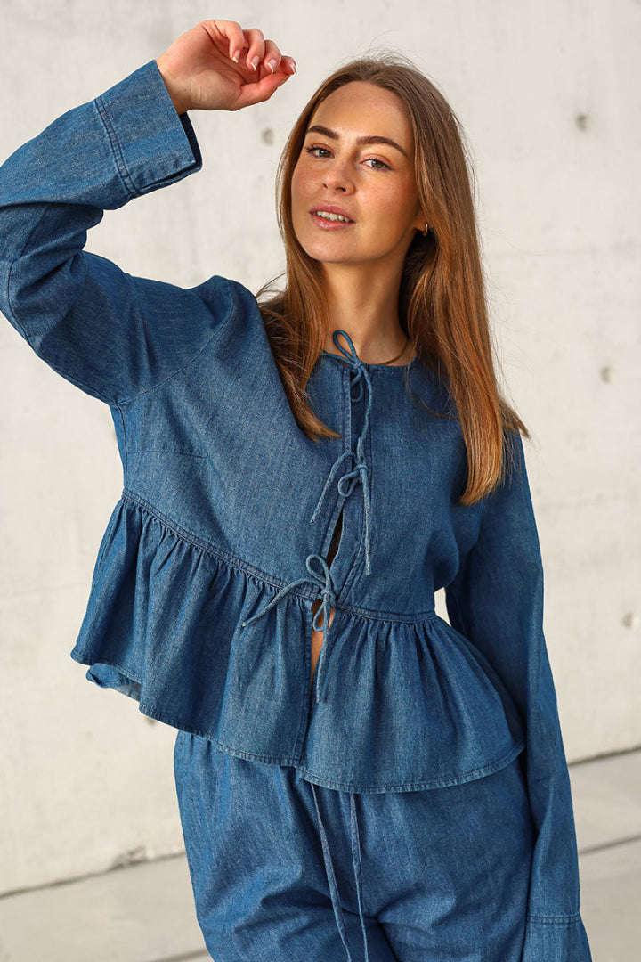 Soaked In Luxury SLChamy Shirt Blouse Medium Blue Denim