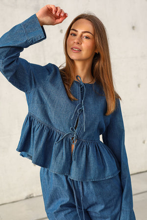 Soaked In Luxury SLChamy Shirt Blouse Medium Blue Denim