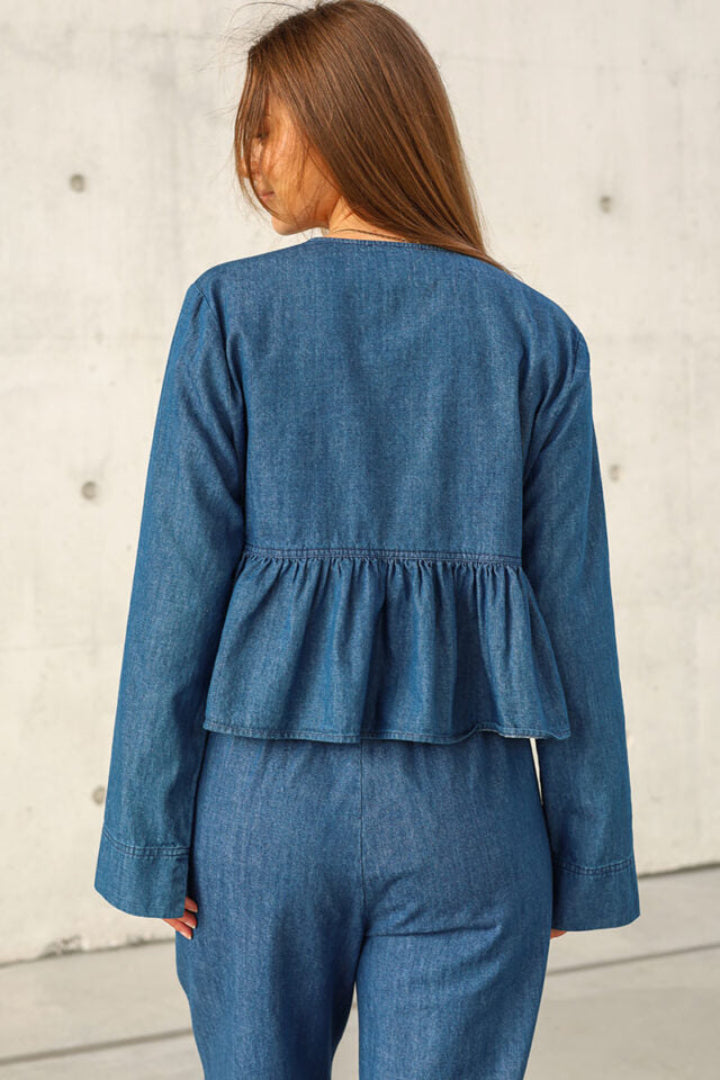 Soaked In Luxury SLChamy Shirt Blouse Medium Blue Denim