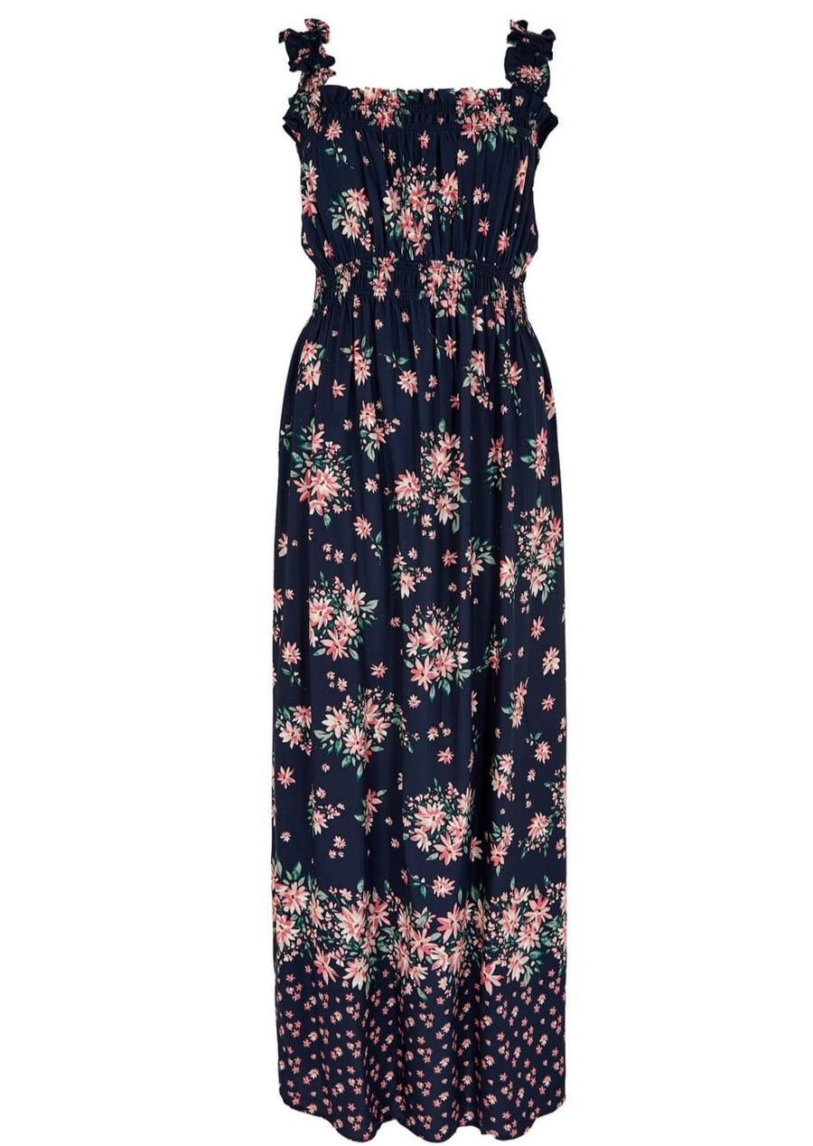 Apricot Floral Cami Milkmaid Smock Dress Navy