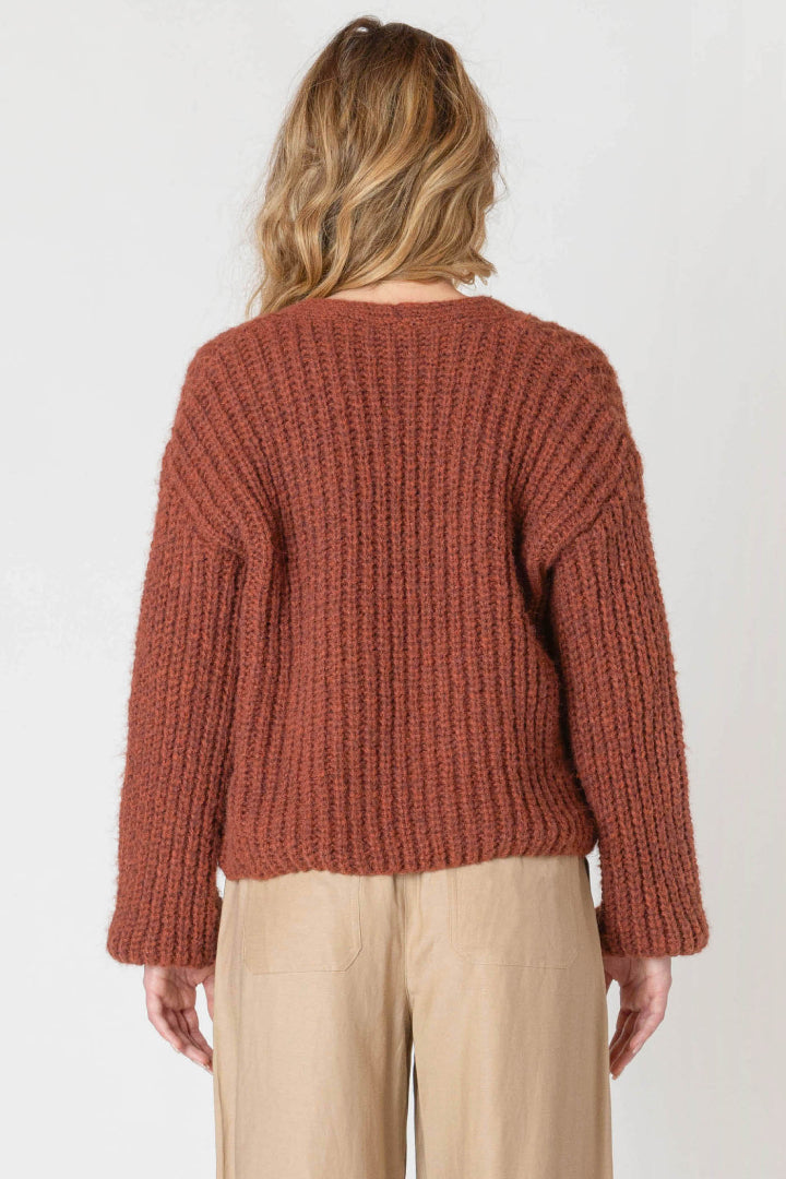 Room 34 Single Button Cardigan Cinnamon Melange