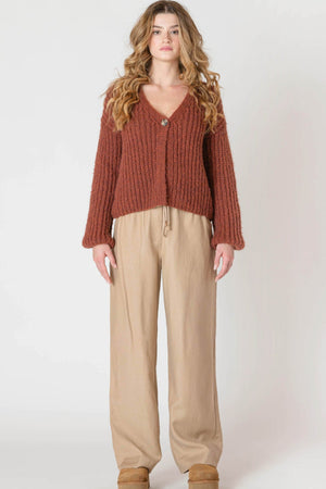 Room 34 Single Button Cardigan Cinnamon Melange