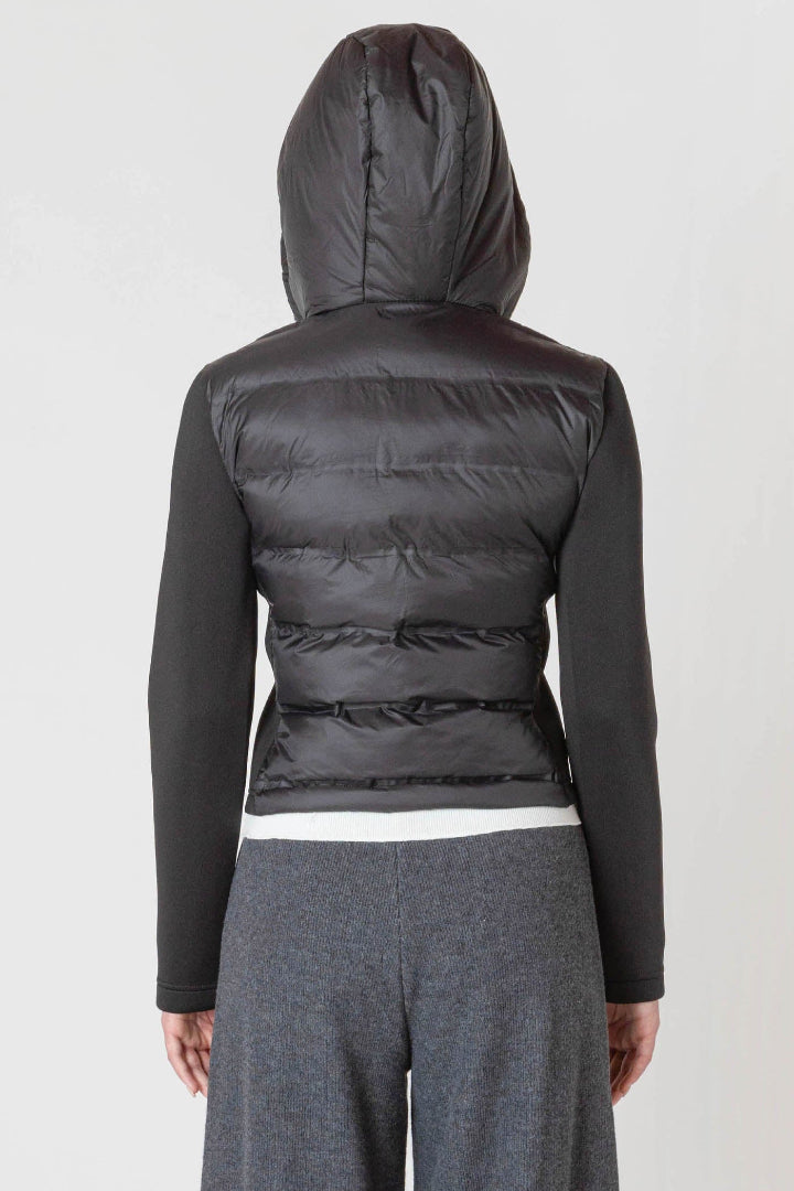 Room 34 Mixed Fabric Puffer Jacket Black