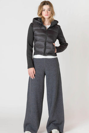 Room 34 Mixed Fabric Puffer Jacket Black