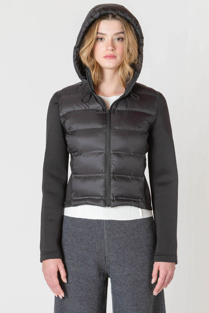 Room 34 Mixed Fabric Puffer Jacket Black