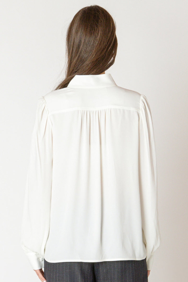 Black Tape Relaxed Button Front Blouse Off-White