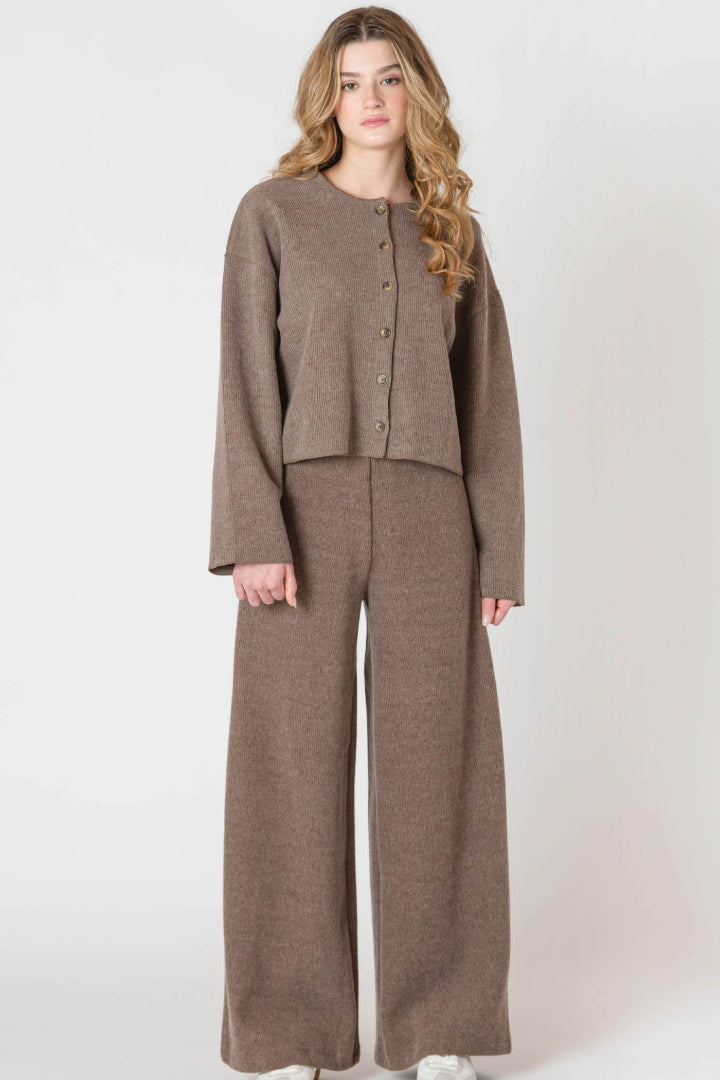 Room 34 Wide Leg Knit Ribbed Pant