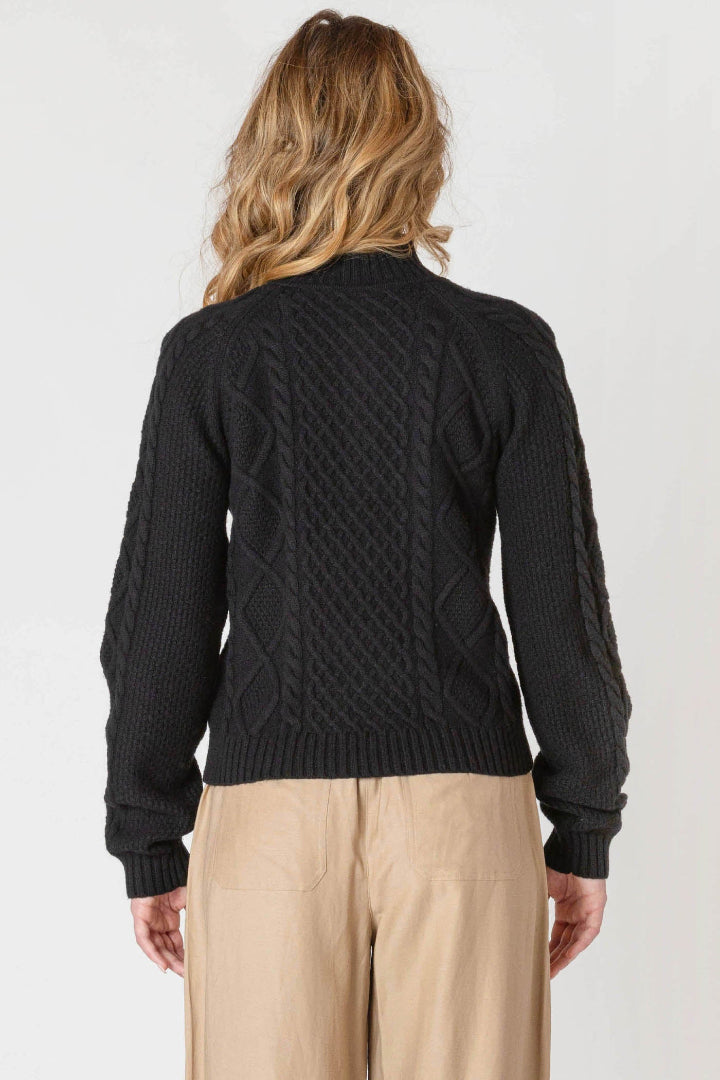 Room 34 Half Zip Cable Sweater Black